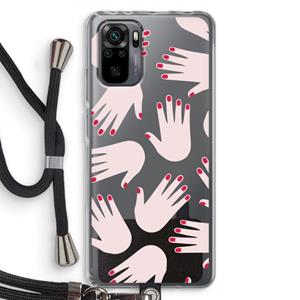 CaseCompany Hands pink: Xiaomi Redmi Note 10 Pro Transparant Hoesje met koord