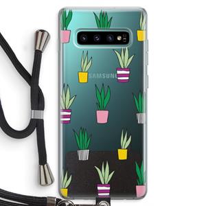 CaseCompany Sanseveria: Samsung Galaxy S10 Plus Transparant Hoesje met koord