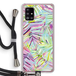 CaseCompany Tropical Palms Blue: Samsung Galaxy A51 5G Transparant Hoesje met koord