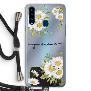 CaseCompany Daisies: Samsung Galaxy A20s Transparant Hoesje met koord