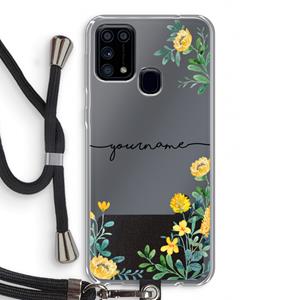CaseCompany Gele bloemen: Samsung Galaxy M31 Transparant Hoesje met koord