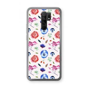 CaseCompany Bloemetjes: Xiaomi Redmi 9 Transparant Hoesje