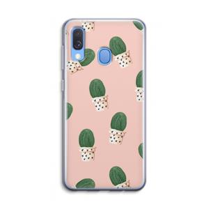 CaseCompany Cactusprint roze: Samsung Galaxy A40 Transparant Hoesje