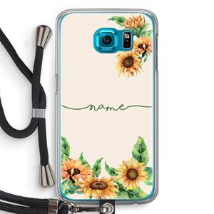 CaseCompany Zonnebloemen: Samsung Galaxy S6 Transparant Hoesje met koord