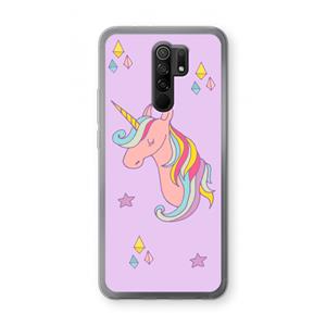 CaseCompany Roze eenhoorn: Xiaomi Redmi 9 Transparant Hoesje