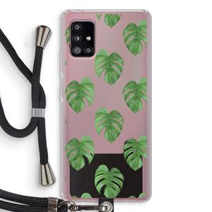 CaseCompany Monstera leaves: Samsung Galaxy A51 5G Transparant Hoesje met koord