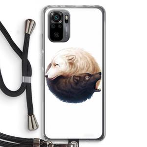 CaseCompany Yin Yang Wolves: Xiaomi Redmi Note 10 Pro Transparant Hoesje met koord