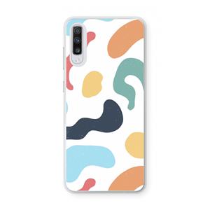 CaseCompany Memphis Shapes Blue: Samsung Galaxy A70 Transparant Hoesje