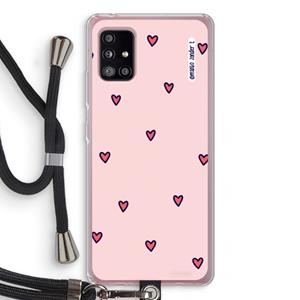 CaseCompany Hartjes: Samsung Galaxy A51 5G Transparant Hoesje met koord