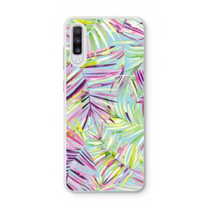 CaseCompany Tropical Palms Blue: Samsung Galaxy A70 Transparant Hoesje
