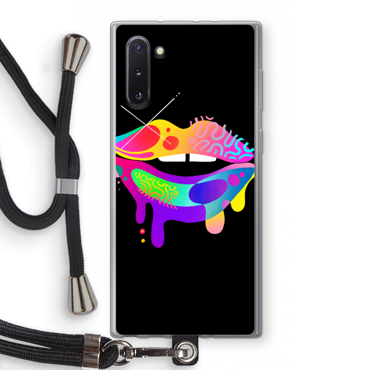 CaseCompany Lip Palette: Samsung Galaxy Note 10 Transparant Hoesje met koord