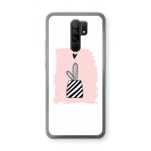 CaseCompany Zwart-wit cactus: Xiaomi Redmi 9 Transparant Hoesje