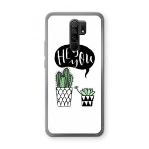 CaseCompany Hey you cactus: Xiaomi Redmi 9 Transparant Hoesje