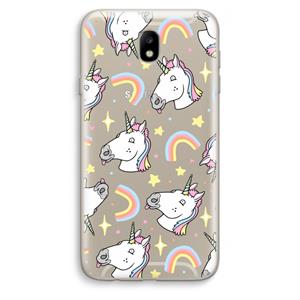 CaseCompany Rainbow Unicorn: Samsung Galaxy J7 (2017) Transparant Hoesje