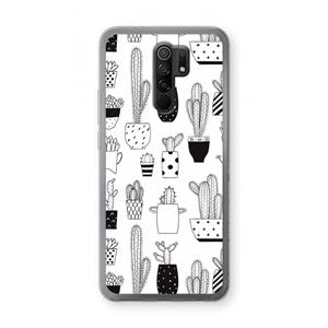 CaseCompany Cactusmotief: Xiaomi Redmi 9 Transparant Hoesje