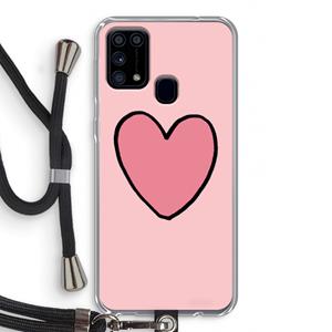CaseCompany Hartje: Samsung Galaxy M31 Transparant Hoesje met koord