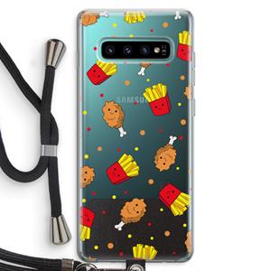 CaseCompany Chicken 'n Fries: Samsung Galaxy S10 Plus Transparant Hoesje met koord