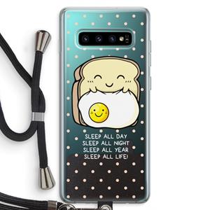 CaseCompany Sleep All Day: Samsung Galaxy S10 Plus Transparant Hoesje met koord