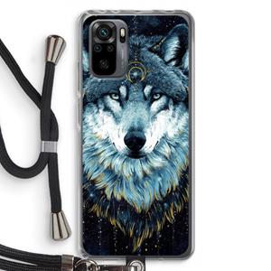 CaseCompany Darkness Wolf: Xiaomi Redmi Note 10 Pro Transparant Hoesje met koord