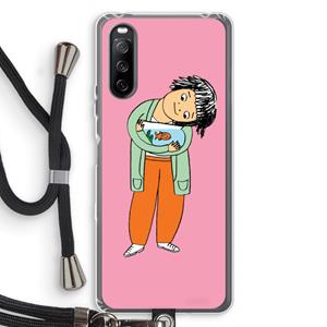 CaseCompany Visknuffel: Sony Sony Xperia 10 III Transparant Hoesje met koord