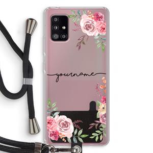 CaseCompany Rozen: Samsung Galaxy A51 5G Transparant Hoesje met koord