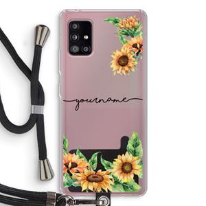 CaseCompany Zonnebloemen: Samsung Galaxy A51 5G Transparant Hoesje met koord