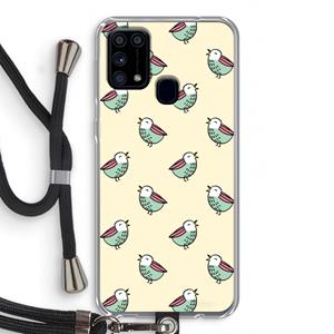 CaseCompany Vogeltjes: Samsung Galaxy M31 Transparant Hoesje met koord