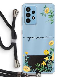CaseCompany Gele bloemen: Samsung Galaxy A52 Transparant Hoesje met koord