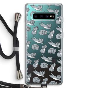 CaseCompany Poezen: Samsung Galaxy S10 Plus Transparant Hoesje met koord