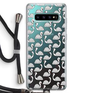 CaseCompany Zwanen: Samsung Galaxy S10 Plus Transparant Hoesje met koord