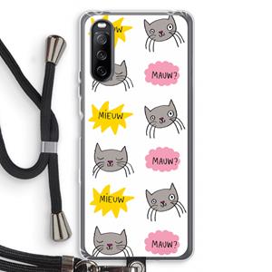 CaseCompany Meow: Sony Sony Xperia 10 III Transparant Hoesje met koord