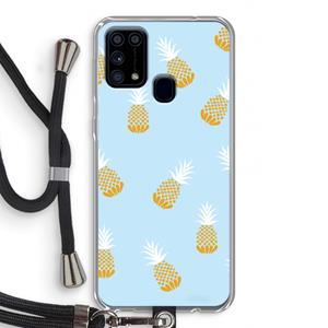 CaseCompany Ananasjes: Samsung Galaxy M31 Transparant Hoesje met koord
