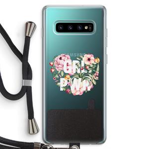 CaseCompany GRL PWR Flower: Samsung Galaxy S10 Plus Transparant Hoesje met koord