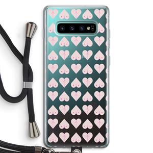 CaseCompany Ass 'n Titties: Samsung Galaxy S10 Plus Transparant Hoesje met koord