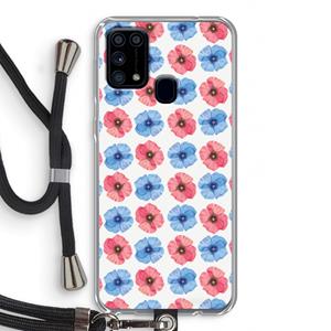 CaseCompany Klaproosjes: Samsung Galaxy M31 Transparant Hoesje met koord