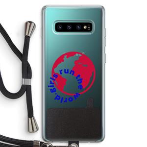 CaseCompany Run The World: Samsung Galaxy S10 Plus Transparant Hoesje met koord