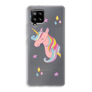 CaseCompany Roze eenhoorn: Samsung Galaxy A42 5G Transparant Hoesje