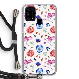 CaseCompany Bloemetjes: Samsung Galaxy M31 Transparant Hoesje met koord