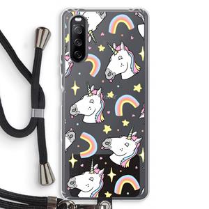 CaseCompany Rainbow Unicorn: Sony Sony Xperia 10 III Transparant Hoesje met koord