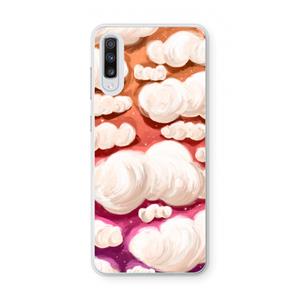 CaseCompany Katoen Wolken: Samsung Galaxy A70 Transparant Hoesje