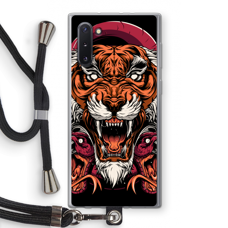 CaseCompany Tiger and Rattlesnakes: Samsung Galaxy Note 10 Transparant Hoesje met koord