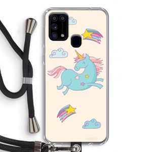CaseCompany Vliegende eenhoorn: Samsung Galaxy M31 Transparant Hoesje met koord