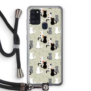 CaseCompany Katten: Samsung Galaxy A21s Transparant Hoesje met koord
