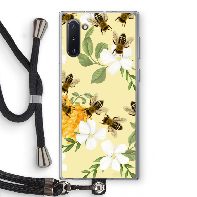 CaseCompany No flowers without bees: Samsung Galaxy Note 10 Transparant Hoesje met koord