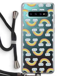 CaseCompany Regenboog: Samsung Galaxy S10 Plus Transparant Hoesje met koord