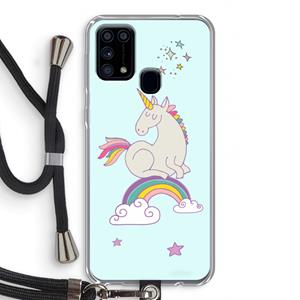 CaseCompany Regenboog eenhoorn: Samsung Galaxy M31 Transparant Hoesje met koord