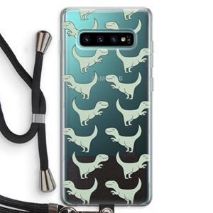 CaseCompany Dinos: Samsung Galaxy S10 Plus Transparant Hoesje met koord