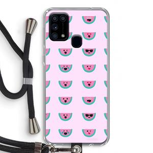 CaseCompany Smiley watermeloenprint: Samsung Galaxy M31 Transparant Hoesje met koord