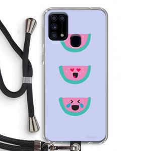 CaseCompany Smiley watermeloen: Samsung Galaxy M31 Transparant Hoesje met koord