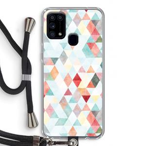 CaseCompany Gekleurde driehoekjes pastel: Samsung Galaxy M31 Transparant Hoesje met koord